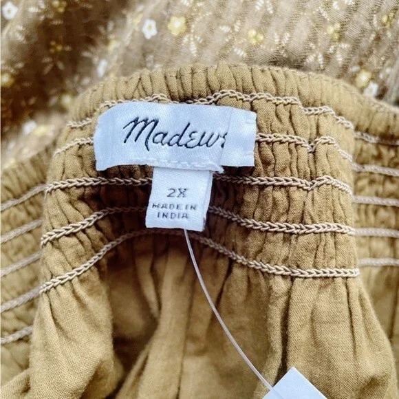 NWT Madewell Daisy Stitch Ruffle Sleeve Flowy Midi Dress Weathered Olive Size 2X - Picture 11 of 15